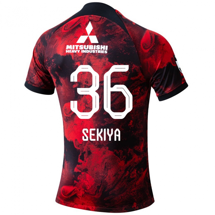 Bambino Maglia Hikaru Sekiya #36 Rosso Nero Kit Gara Home 2024/25 Maglietta