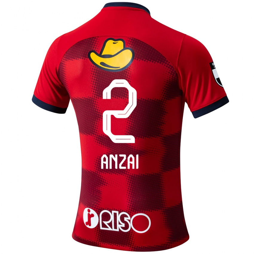 Bambino Maglia Koki Anzai #2 Rosso Blu Bianco Kit Gara Home 2024/25 Maglietta