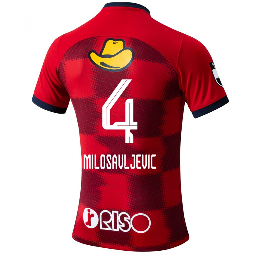 Bambino Maglia Radomir Milosavljevic #4 Rosso Blu Bianco Kit Gara Home 2024/25 Maglietta