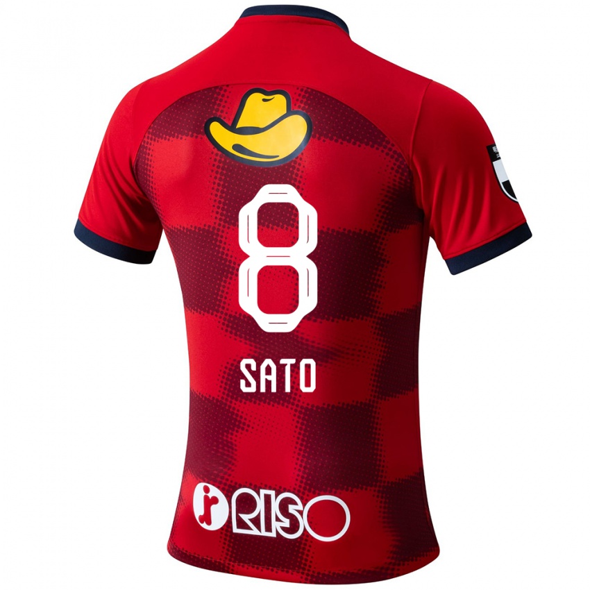 Bambino Maglia Yuto Sato #8 Rosso Blu Bianco Kit Gara Home 2024/25 Maglietta