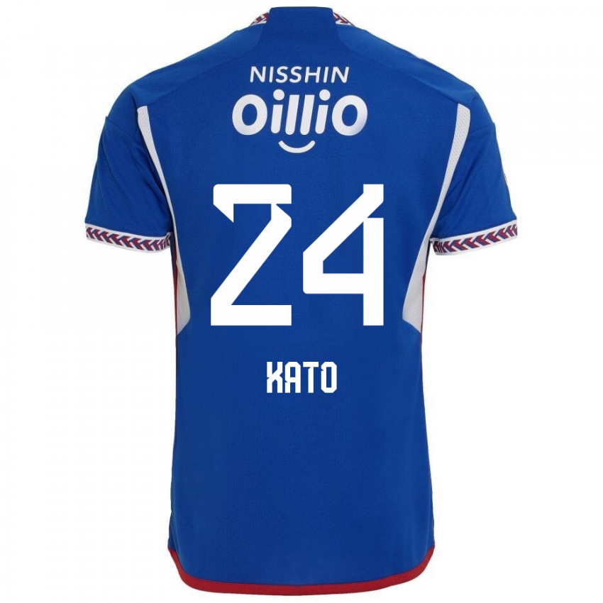 Bambino Maglia Hijiri Kato #24 Blu Bianco Rosso Kit Gara Home 2024/25 Maglietta