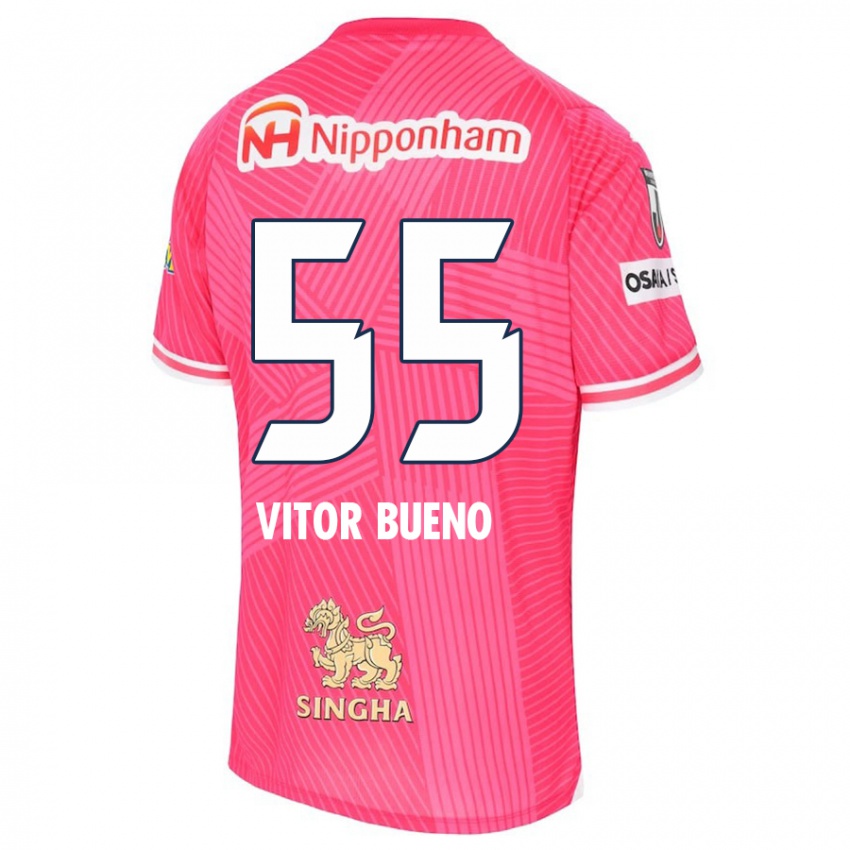 Bambino Maglia Vitor Bueno #55 Rosa Bianco Kit Gara Home 2024/25 Maglietta