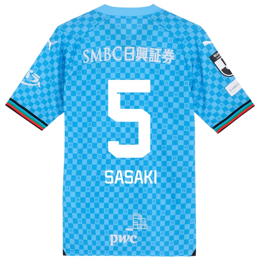 Bambino Maglia Asahi Sasaki #5 Azzurro Blu Kit Gara Home 2024/25 Maglietta