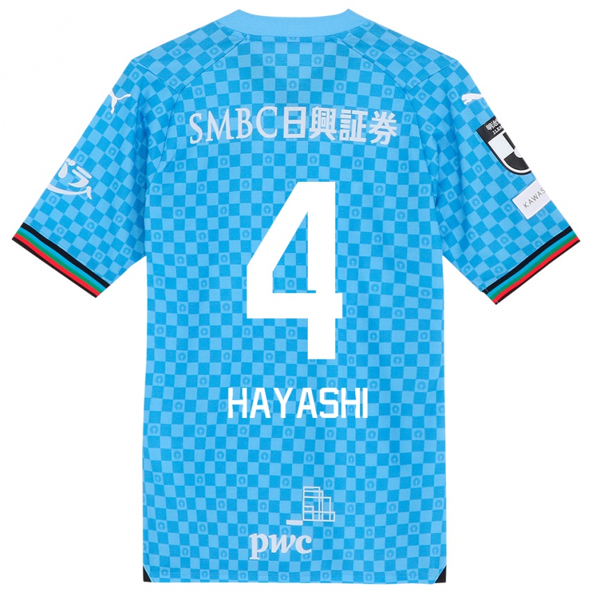 Bambino Maglia Shunsuke Hayashi #4 Azzurro Blu Kit Gara Home 2024/25 Maglietta