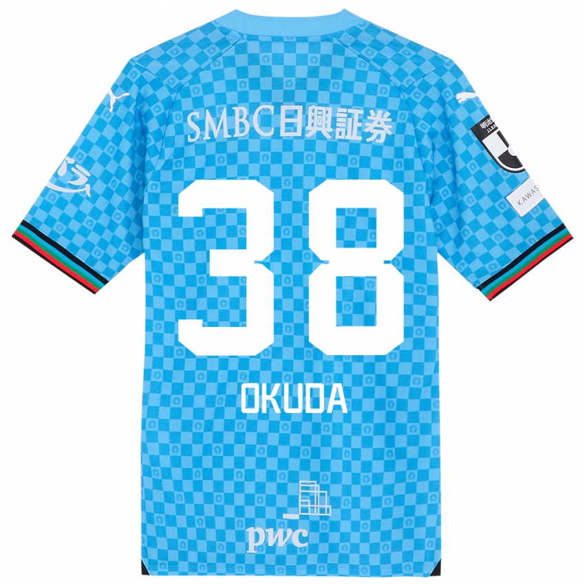 Bambino Maglia Yuma Okuda #38 Azzurro Blu Kit Gara Home 2024/25 Maglietta