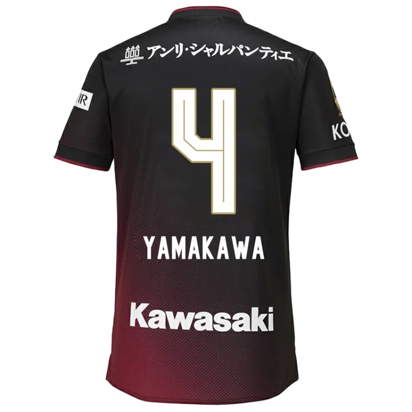 Bambino Maglia Tetsushi Yamakawa #4 Nero Rosso Kit Gara Home 2024/25 Maglietta