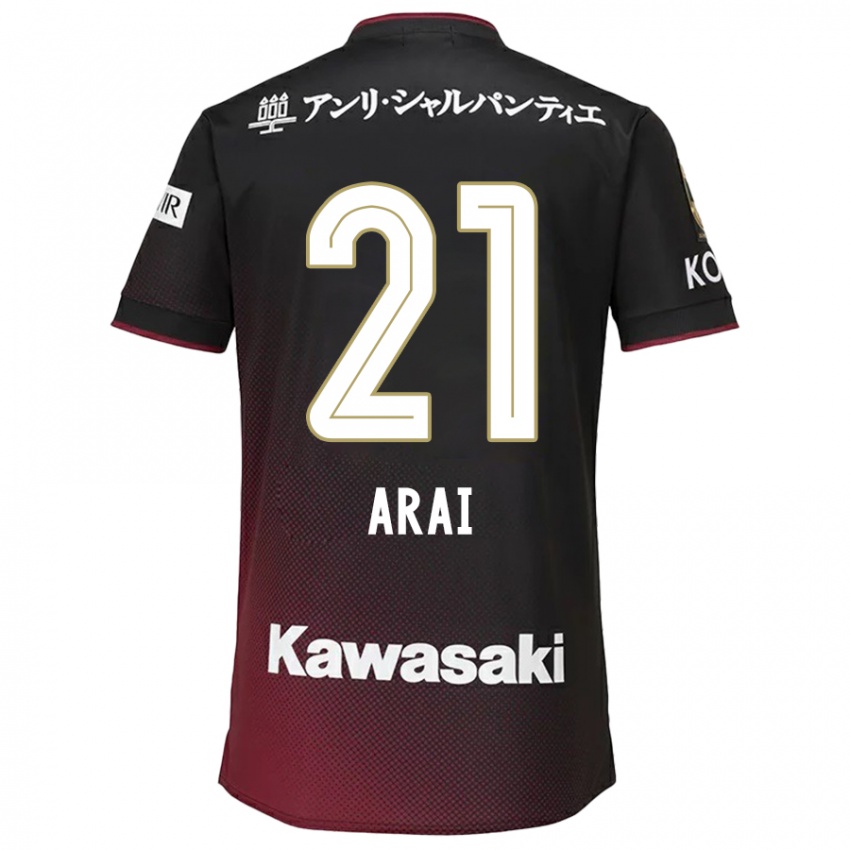 Bambino Maglia Shota Arai #21 Nero Rosso Kit Gara Home 2024/25 Maglietta