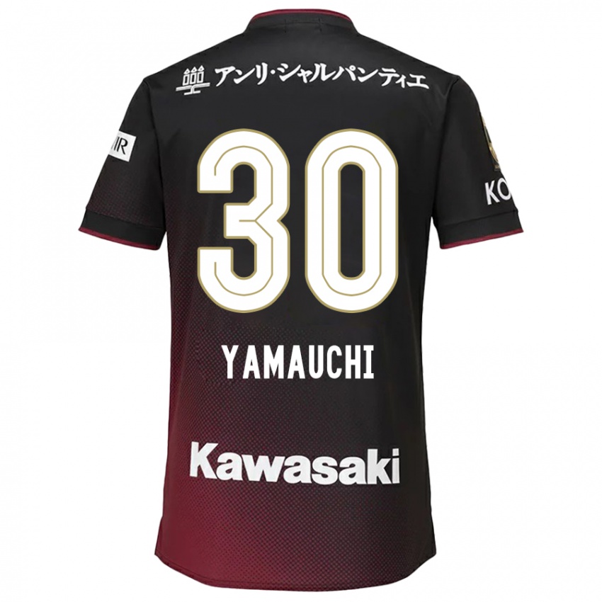 Bambino Maglia Kakeru Yamauchi #30 Nero Rosso Kit Gara Home 2024/25 Maglietta