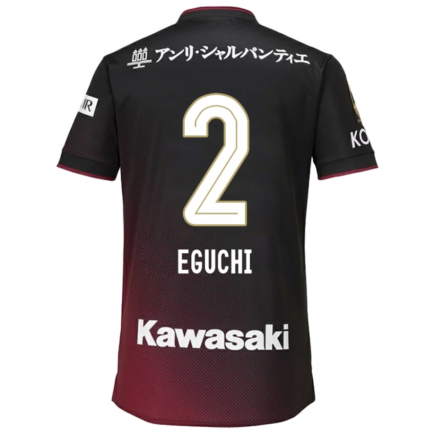 Bambino Maglia Takuma Eguchi #2 Nero Rosso Kit Gara Home 2024/25 Maglietta