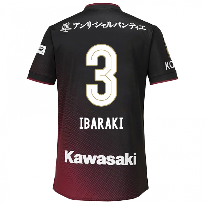 Bambino Maglia Riku Ibaraki #3 Nero Rosso Kit Gara Home 2024/25 Maglietta