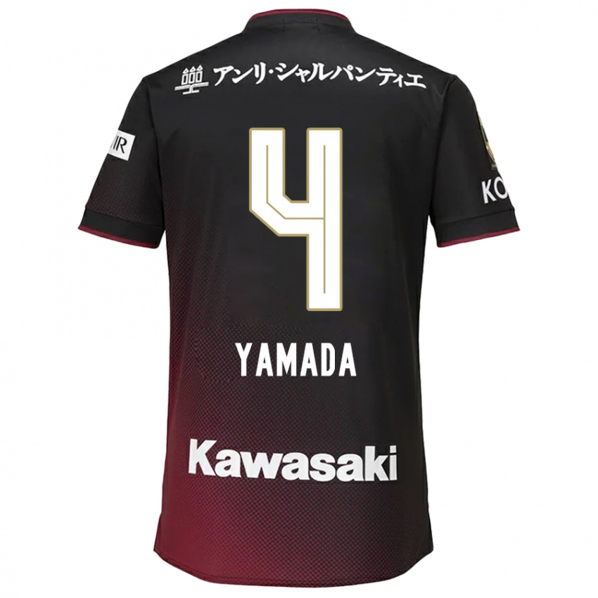 Bambino Maglia Kaito Yamada #4 Nero Rosso Kit Gara Home 2024/25 Maglietta