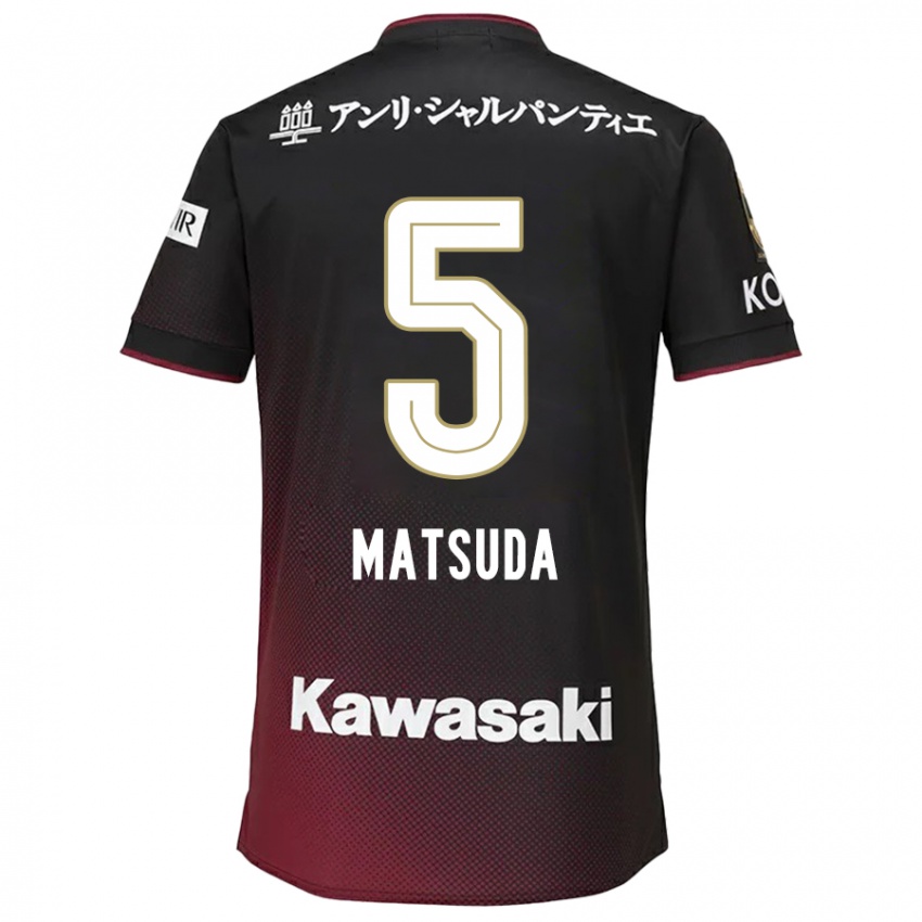 Bambino Maglia Shido Matsuda #5 Nero Rosso Kit Gara Home 2024/25 Maglietta