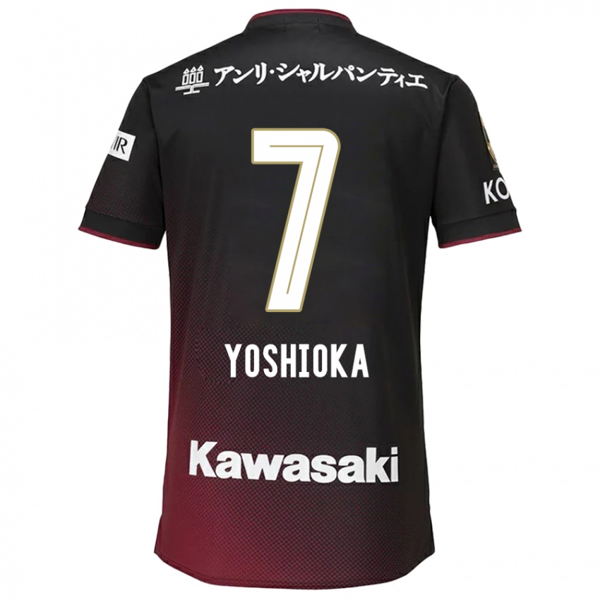 Bambino Maglia Ran Yoshioka #7 Nero Rosso Kit Gara Home 2024/25 Maglietta