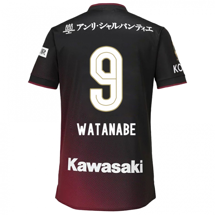 Bambino Maglia Hayato Watanabe #9 Nero Rosso Kit Gara Home 2024/25 Maglietta