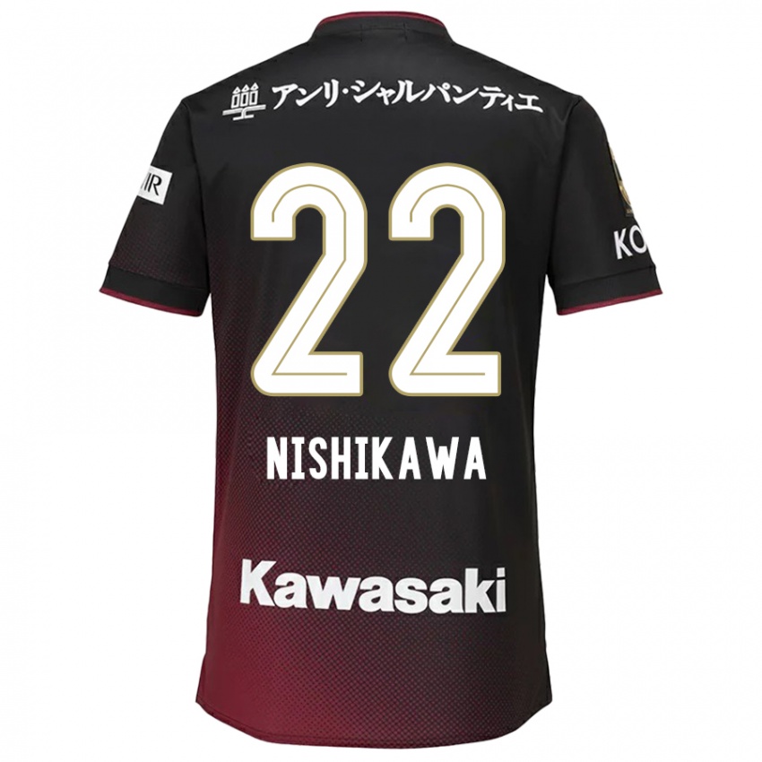 Bambino Maglia Aiku Nishikawa #22 Nero Rosso Kit Gara Home 2024/25 Maglietta