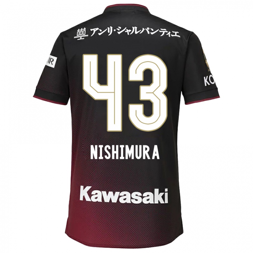 Bambino Maglia Nagi Nishimura #43 Nero Rosso Kit Gara Home 2024/25 Maglietta