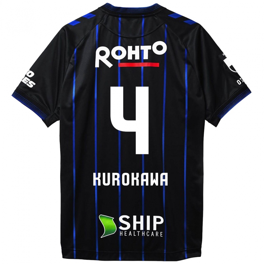 Bambino Maglia Keisuke Kurokawa #4 Nero Blu Kit Gara Home 2024/25 Maglietta