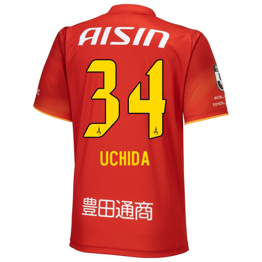 Bambino Maglia Takuya Uchida #34 Rosso Bianco Giallo Kit Gara Home 2024/25 Maglietta