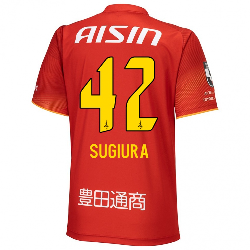 Bambino Maglia Shungo Sugiura #42 Rosso Bianco Giallo Kit Gara Home 2024/25 Maglietta