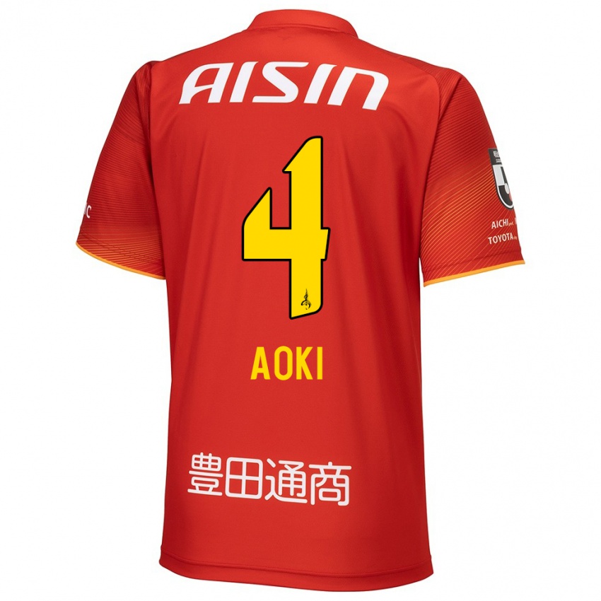 Bambino Maglia Masamune Aoki #4 Rosso Bianco Giallo Kit Gara Home 2024/25 Maglietta