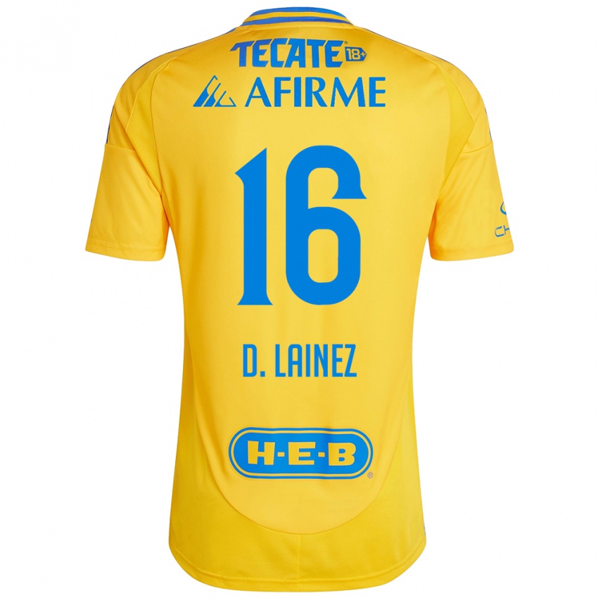 Bambino Maglia Diego Lainez #16 Oro Giallo Kit Gara Home 2024/25 Maglietta