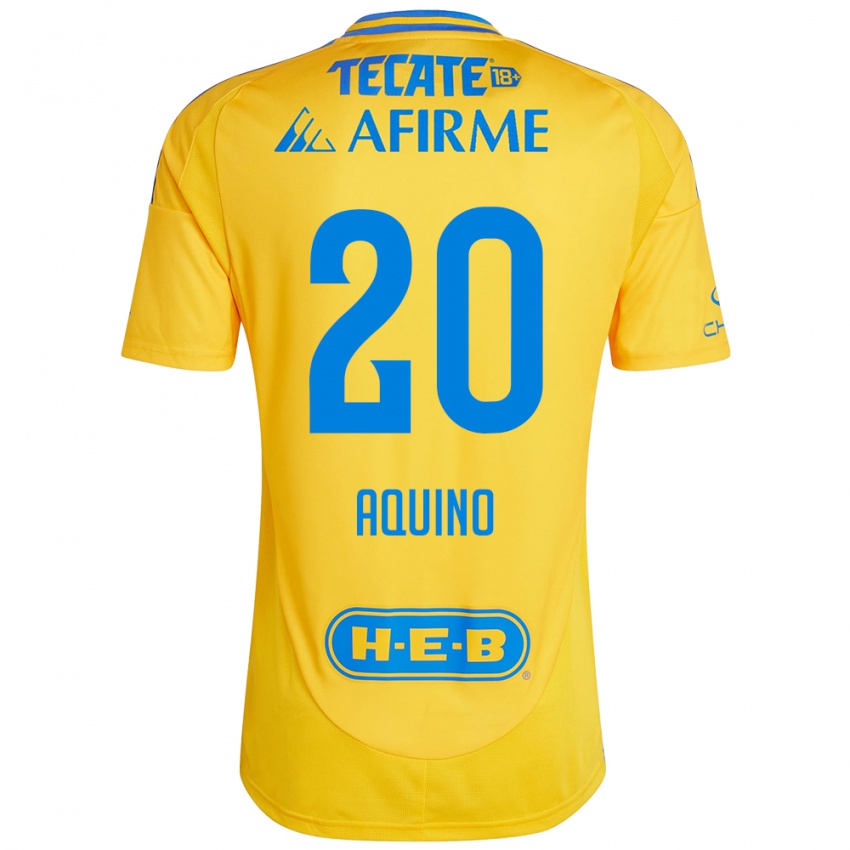 Bambino Maglia Javier Aquino #20 Oro Giallo Kit Gara Home 2024/25 Maglietta