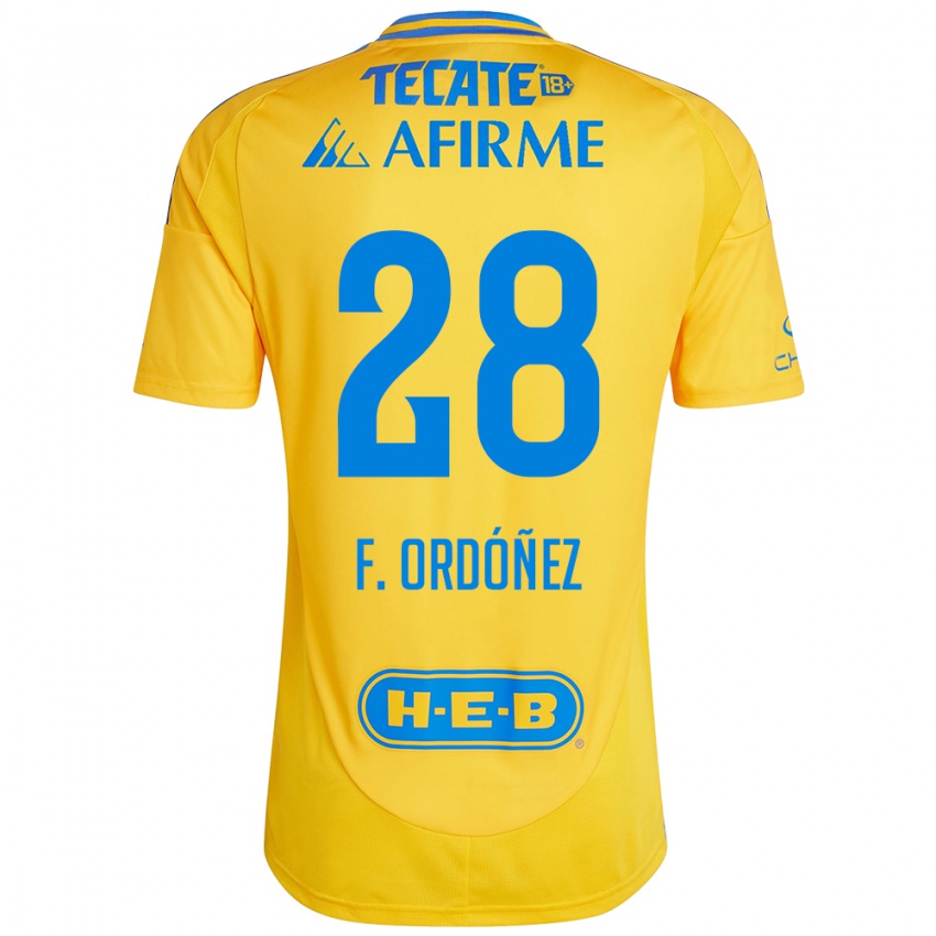 Bambino Maglia Fernando Ordóñez #28 Oro Giallo Kit Gara Home 2024/25 Maglietta