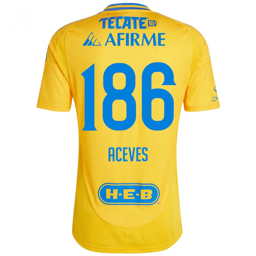 Bambino Maglia Israel Aceves #186 Oro Giallo Kit Gara Home 2024/25 Maglietta