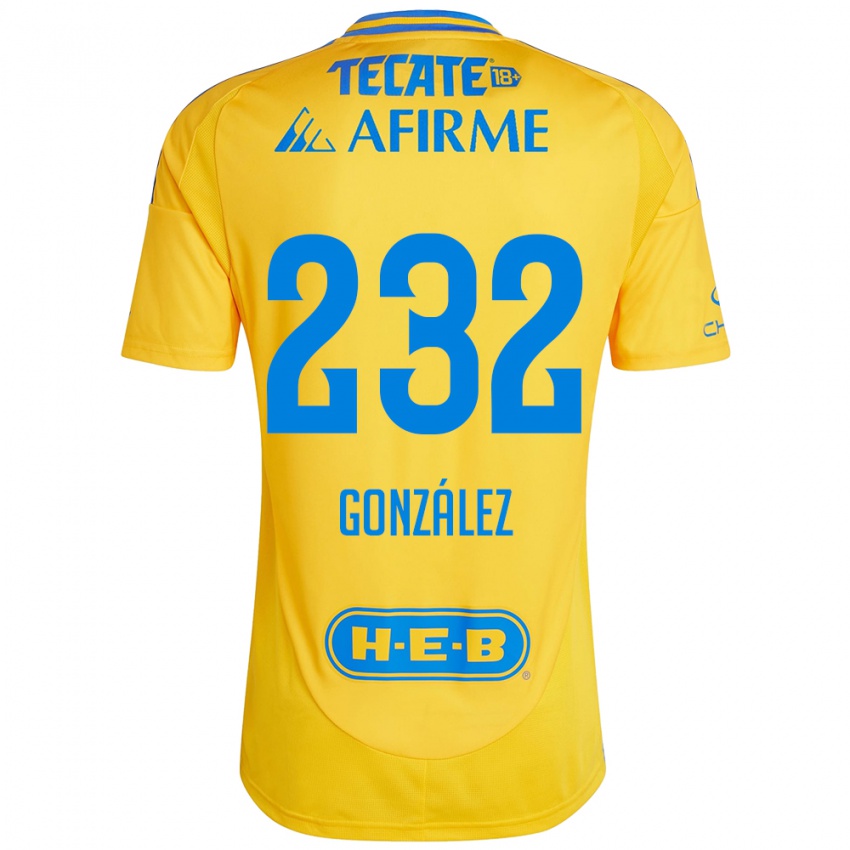 Bambino Maglia César González #232 Oro Giallo Kit Gara Home 2024/25 Maglietta