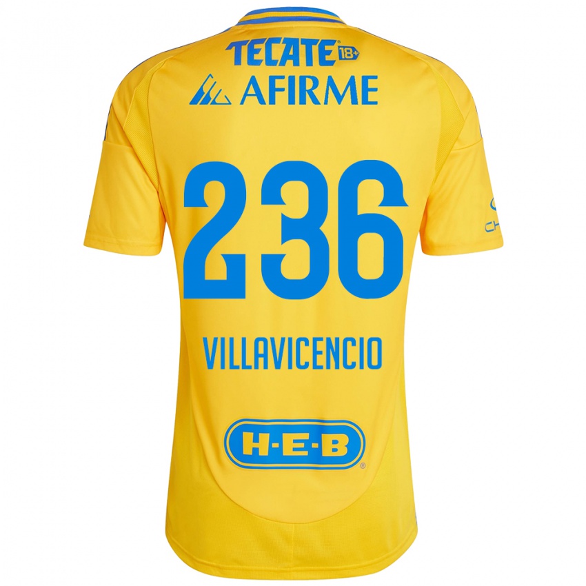 Bambino Maglia Edgar Villavicencio #236 Oro Giallo Kit Gara Home 2024/25 Maglietta