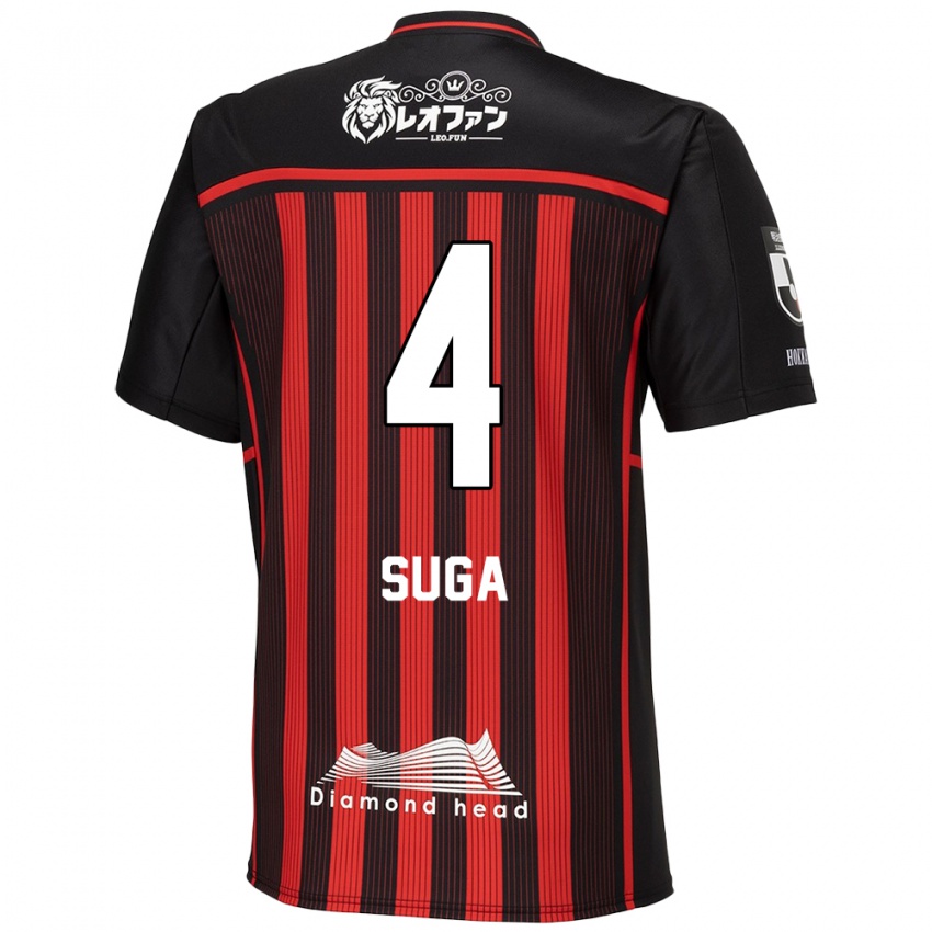 Bambino Maglia Daiki Suga #4 Rosso Nero Kit Gara Home 2024/25 Maglietta