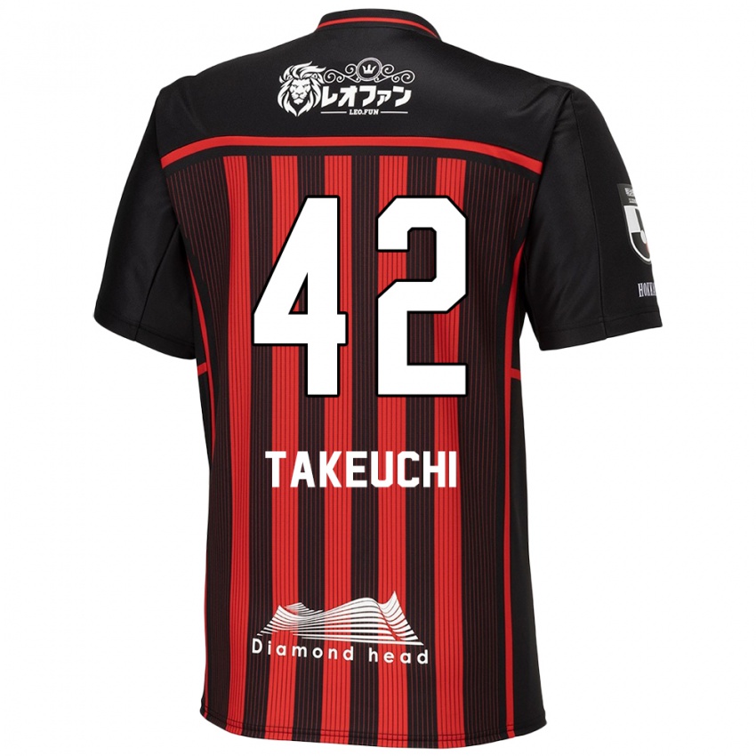 Bambino Maglia Ryuma Takeuchi #42 Rosso Nero Kit Gara Home 2024/25 Maglietta