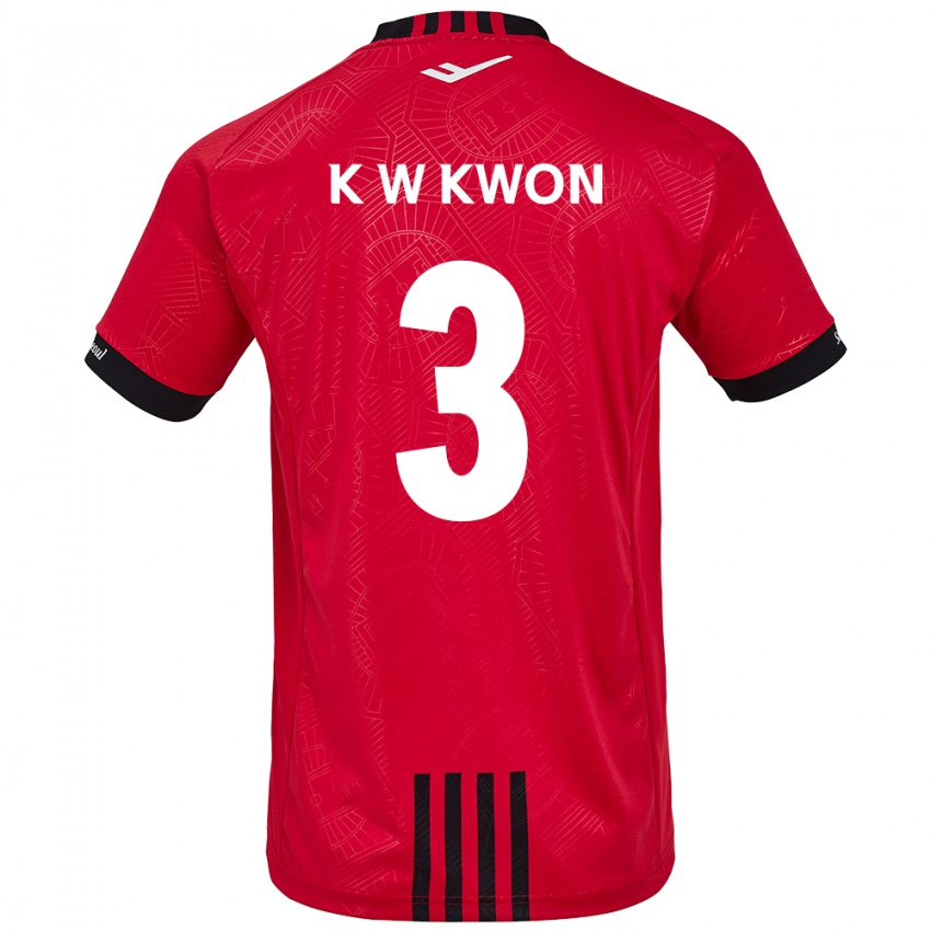 Bambino Maglia Wan-Kyu Kwon #3 Rosso Nero Kit Gara Home 2024/25 Maglietta