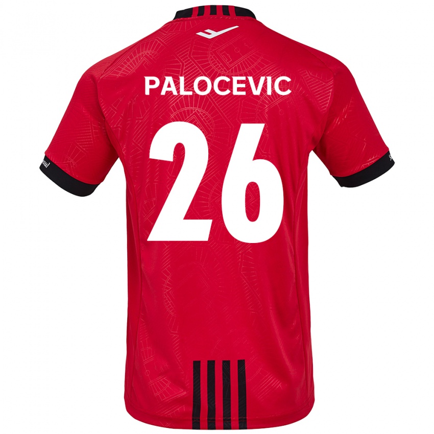 Bambino Maglia Aleksandar Palocevic #26 Rosso Nero Kit Gara Home 2024/25 Maglietta