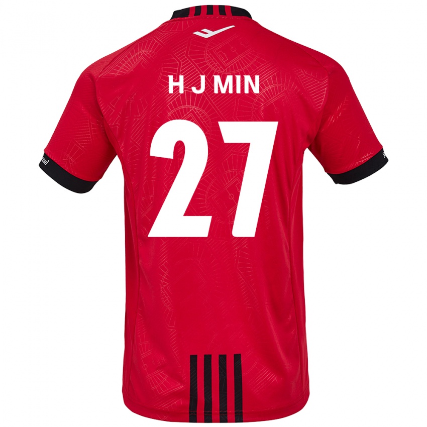 Bambino Maglia Ji-Hoon Min #27 Rosso Nero Kit Gara Home 2024/25 Maglietta