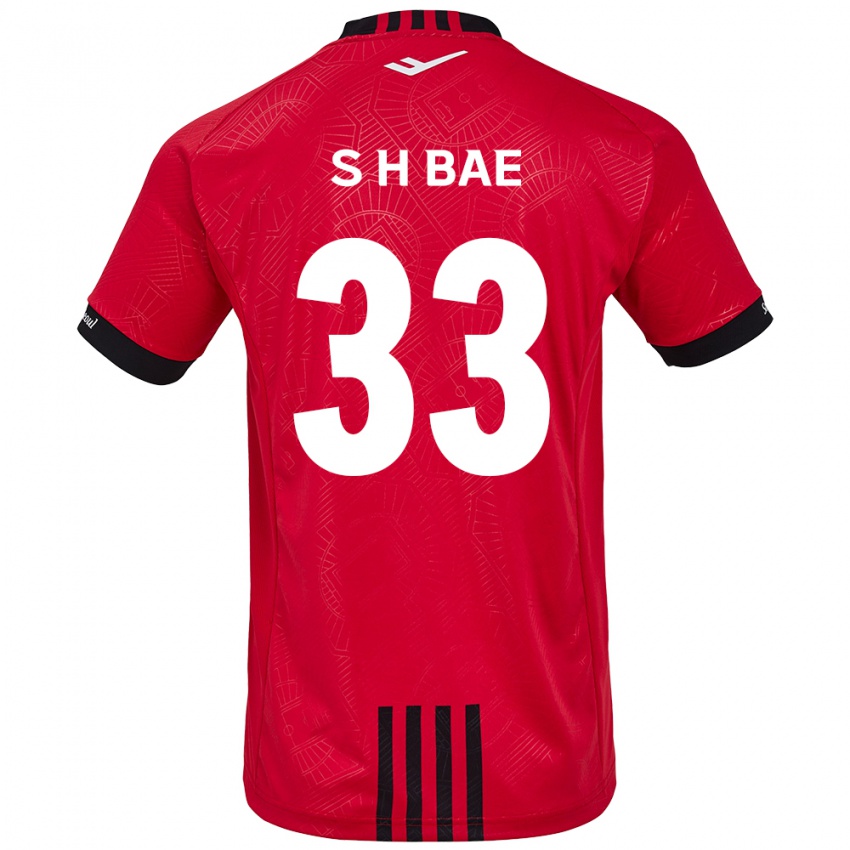 Bambino Maglia Hyun-Seo Bae #33 Rosso Nero Kit Gara Home 2024/25 Maglietta