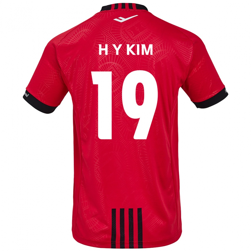 Bambino Maglia Yong-Hyuk Kim #19 Rosso Nero Kit Gara Home 2024/25 Maglietta