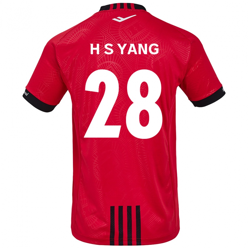 Bambino Maglia Seung-Hyeon Yang #28 Rosso Nero Kit Gara Home 2024/25 Maglietta