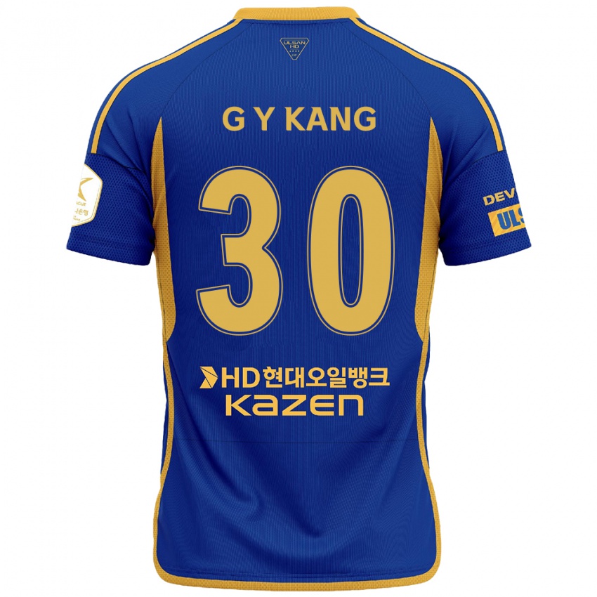 Bambino Maglia Yun-Gu Kang #30 Blu Giallo Kit Gara Home 2024/25 Maglietta