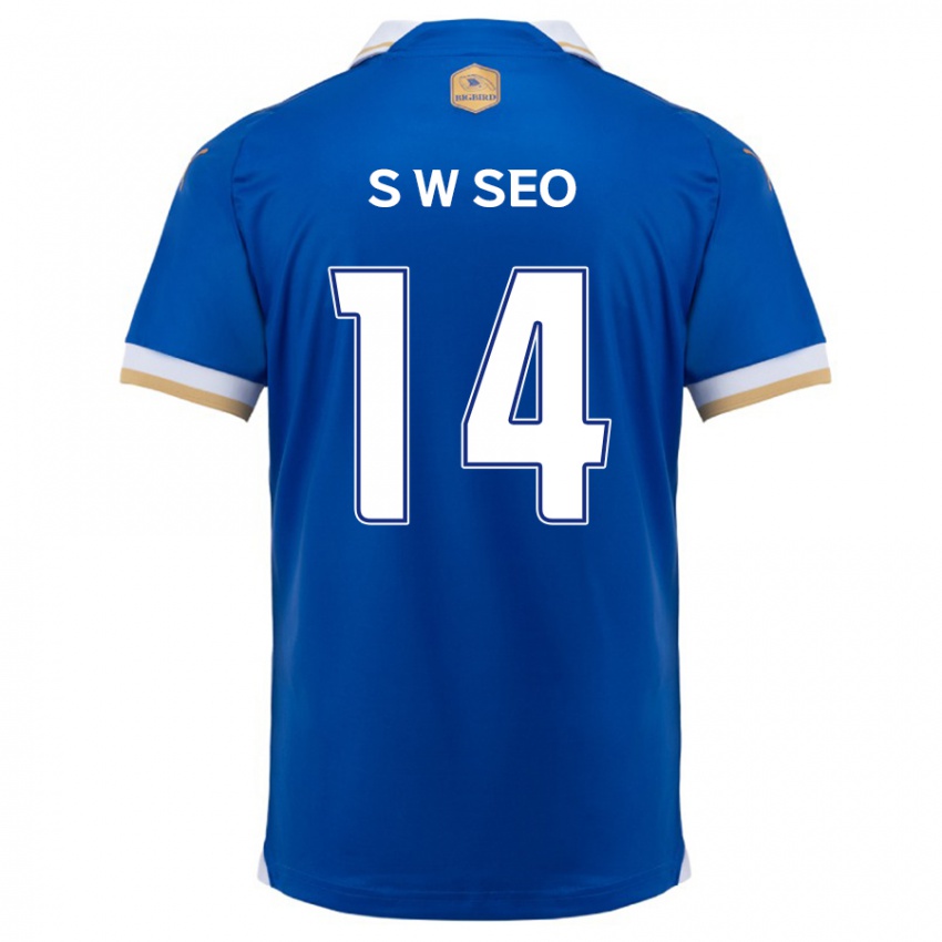 Bambino Maglia Woo-Seong Seo #14 Blu Bianco Kit Gara Home 2024/25 Maglietta