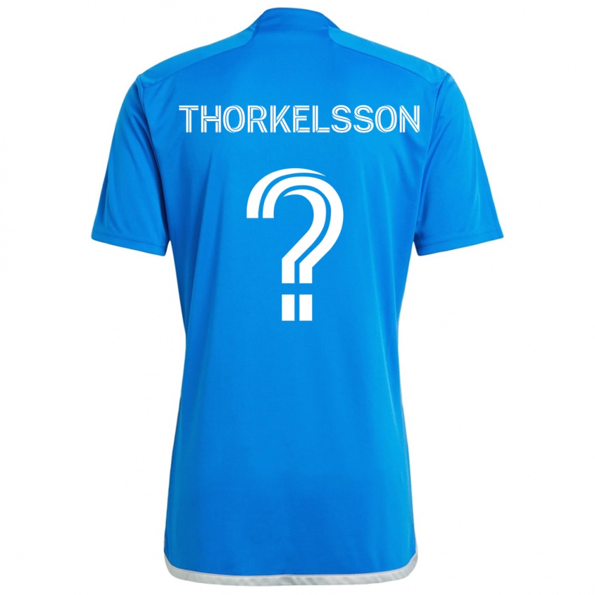 Bambino Maglia Róbert Orri Thorkelsson #0 Blu Bianco Kit Gara Home 2024/25 Maglietta