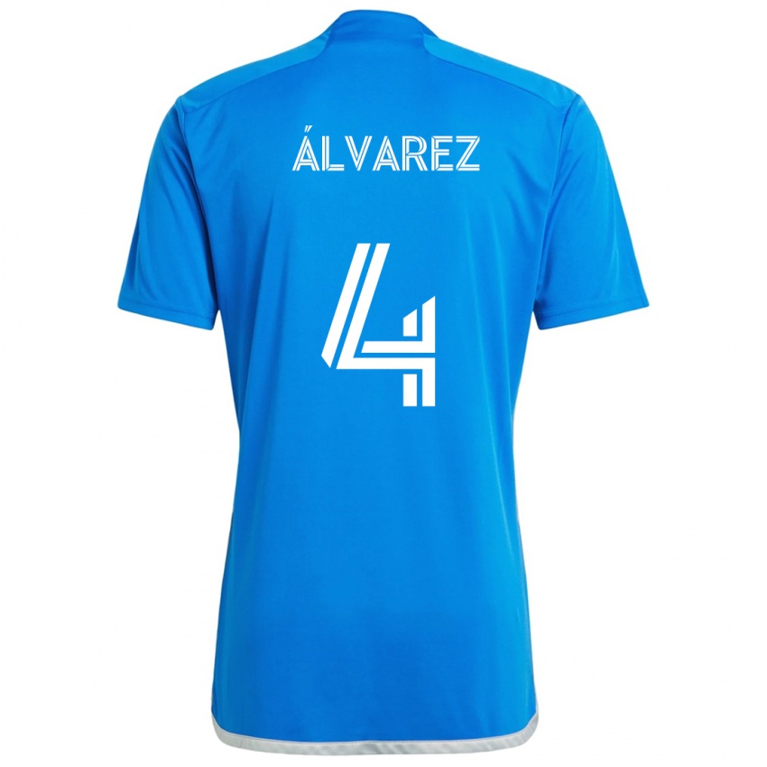 Bambino Maglia Fernando Álvarez #4 Blu Bianco Kit Gara Home 2024/25 Maglietta