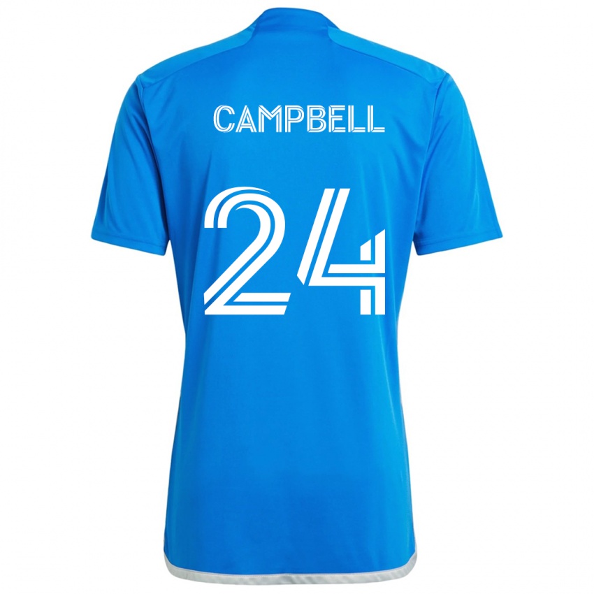 Bambino Maglia George Campbell #24 Blu Bianco Kit Gara Home 2024/25 Maglietta