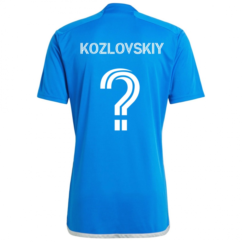 Bambino Maglia Sergei Kozlovskiy #0 Blu Bianco Kit Gara Home 2024/25 Maglietta