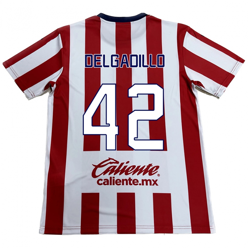 Bambino Maglia Diego Delgadillo #42 Rosso Bianco Kit Gara Home 2024/25 Maglietta