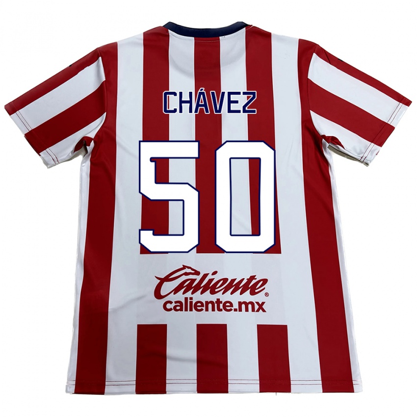 Bambino Maglia Mateo Chávez #50 Rosso Bianco Kit Gara Home 2024/25 Maglietta