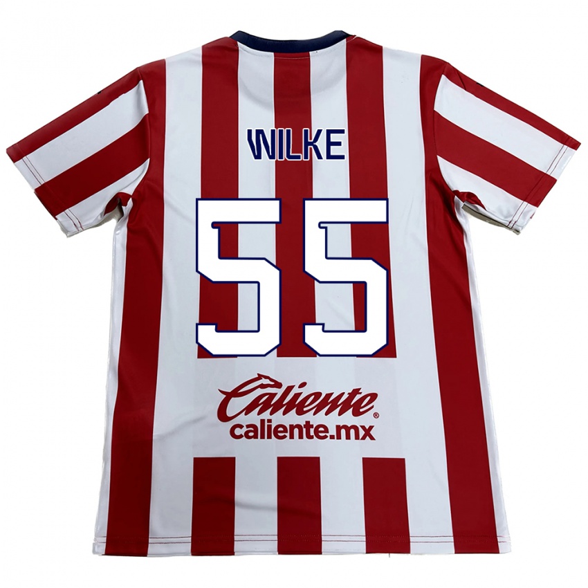 Bambino Maglia Teun Wilke #55 Rosso Bianco Kit Gara Home 2024/25 Maglietta