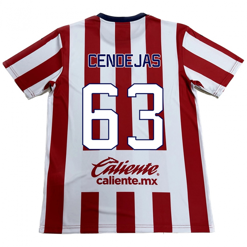 Bambino Maglia Matías Cendejas #63 Rosso Bianco Kit Gara Home 2024/25 Maglietta