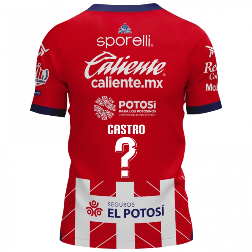 Bambino Maglia Juan Castro #0 Rosso Bianco Kit Gara Home 2024/25 Maglietta