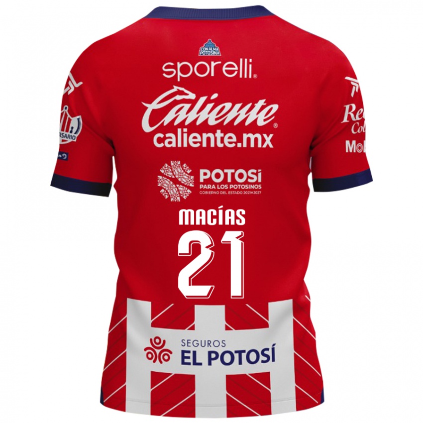 Bambino Maglia Óscar Macías #21 Rosso Bianco Kit Gara Home 2024/25 Maglietta